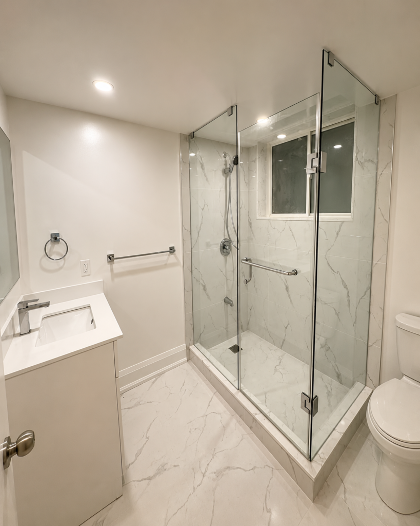 North York Basement Renovation: From Unfinished Storage to a Functional Living Space 7 new basement bathroom in North York renovation project